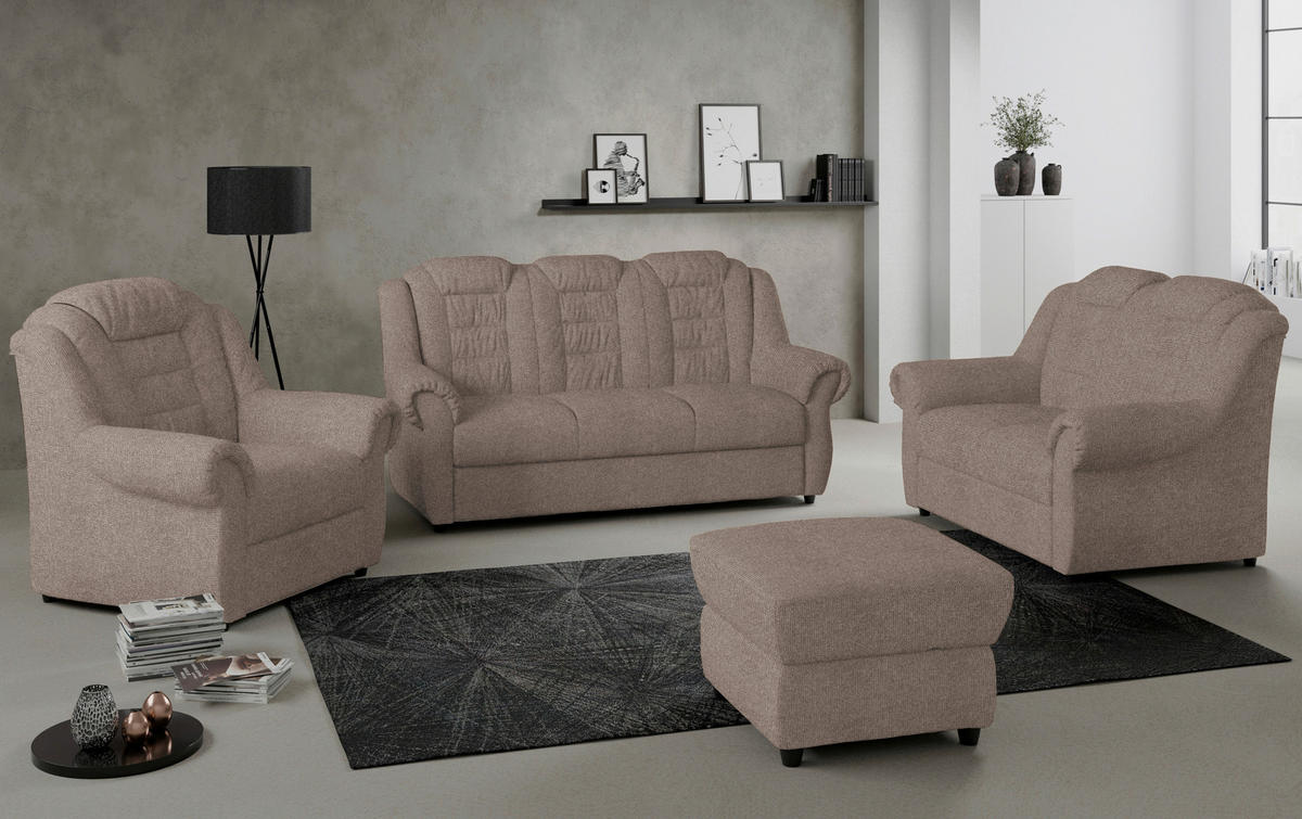 HOCKER in Textil Taupe  - Taupe/Schwarz, Konventionell, Kunststoff/Textil (68/45/68cm) - Livetastic