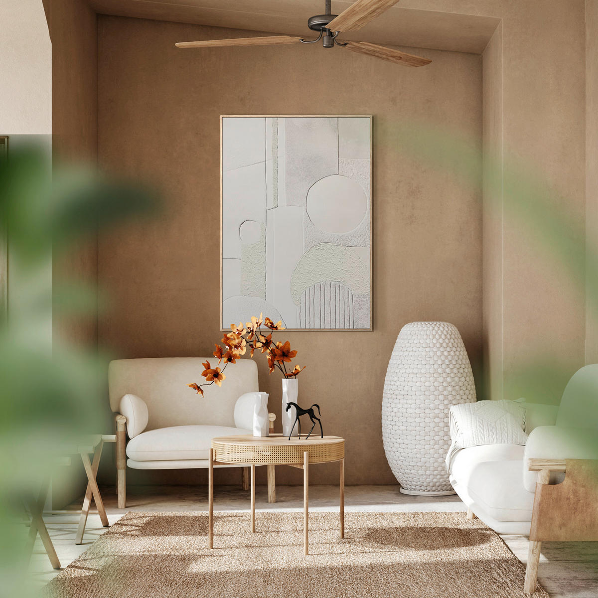 LEINWANDBILD Abstraktes 70/100 cm  - Beige, Basics, Holz/Textil (70/100cm)