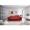 SCHLAFSOFA Rot Echtleder Lederlook  - Silberfarben/Rot, Design, Leder/Textil (206/95/101cm) - Livetastic