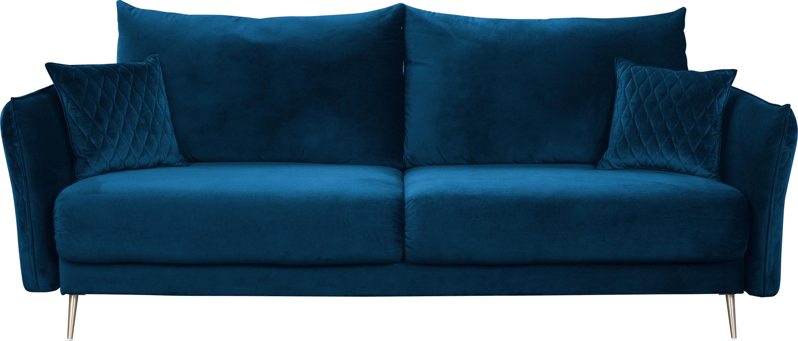SCHLAFSOFA  mit Schlafen auf Sitzhöhe, Rücken echt Samt Blau  - Blau/Goldfarben, Design, Textil/Metall (235/96/104cm) - MID.YOU
