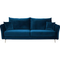 SCHLAFSOFA  mit Schlafen auf Sitzhöhe, Rücken echt Samt Blau  - Blau/Goldfarben, Design, Textil/Metall (235/96/104cm) - MID.YOU