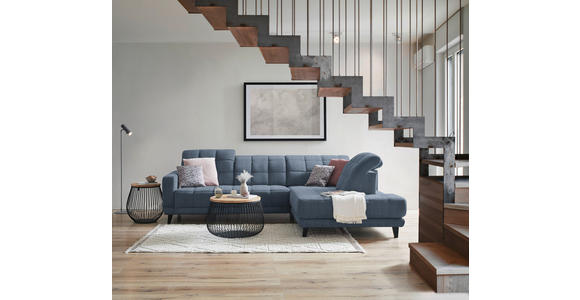 ECKSOFA  in Webstoff Blau  302/216 cm  - Blau/Schwarz, Design, Holz/Textil (302/216cm) - Xora