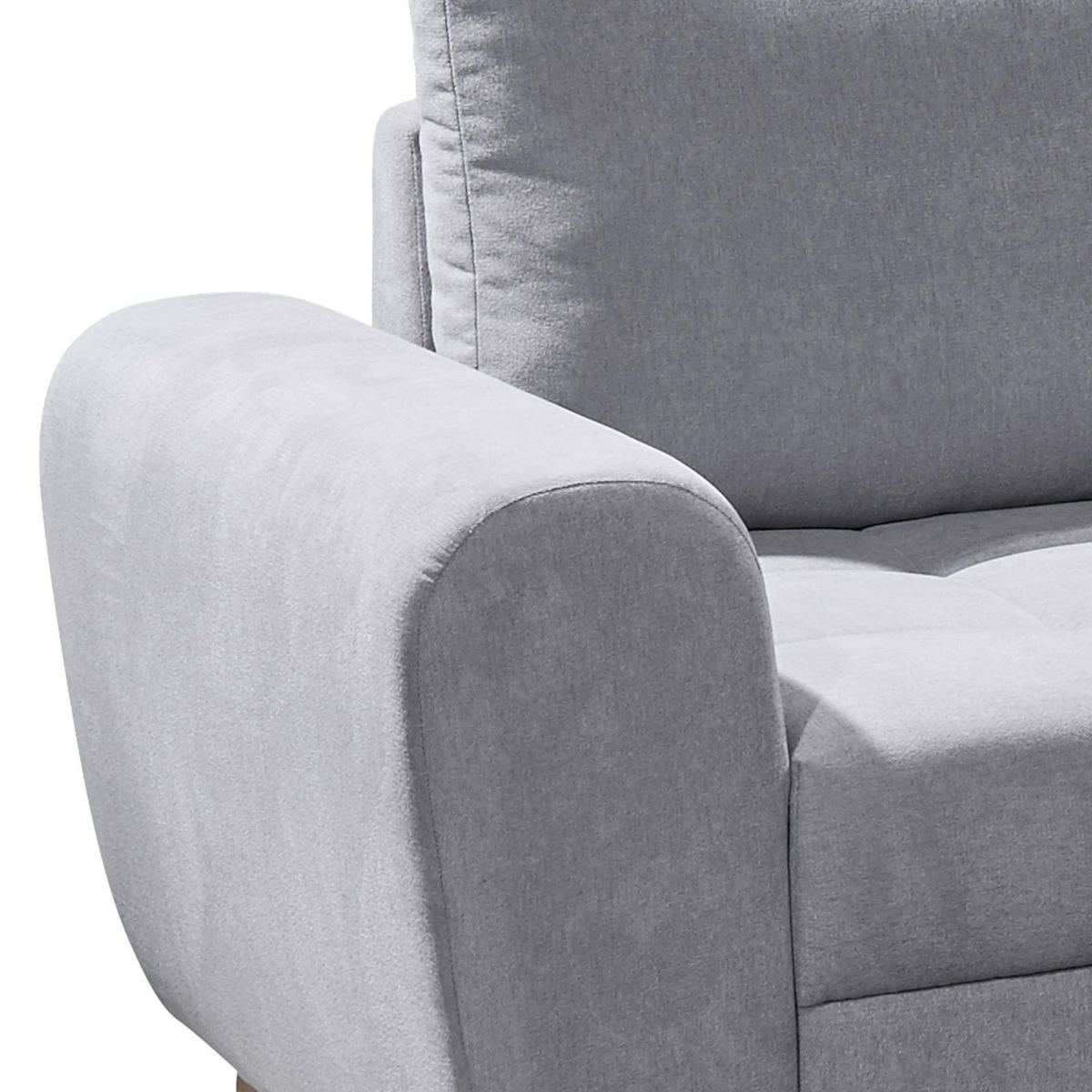 ECKSOFA in Mikrovelours Hellgrau  - Hellgrau/Kieferfarben, Konventionell, Holz/Holzwerkstoff (249/175cm) - MID.YOU