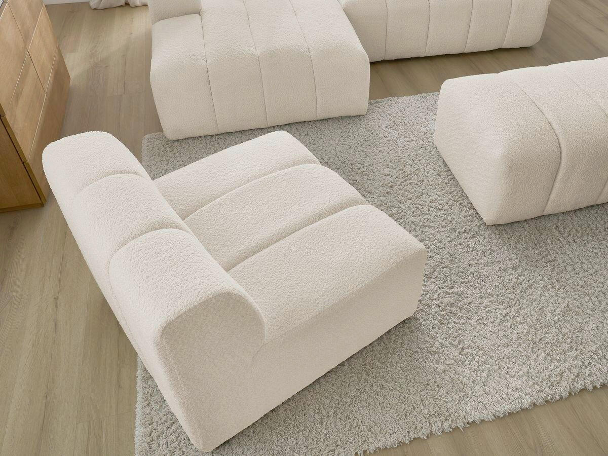 ECKSOFA Ottomane links  ANNECY Beige Bouclé  - Beige/Schwarz, MODERN, Kunststoff/Textil (170/262cm)