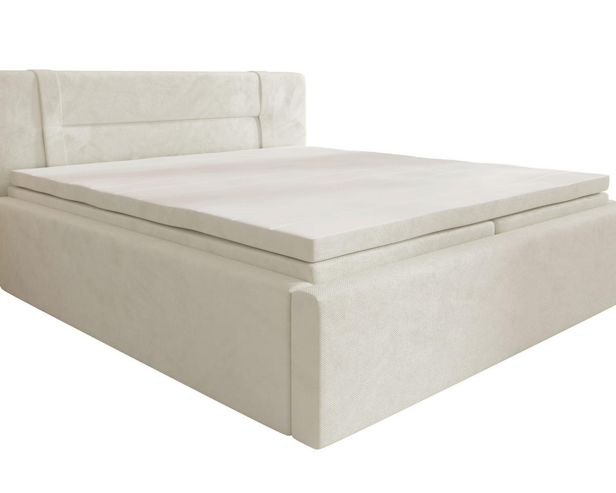 BOXBETT 200/200 cm,  in Beige, Bettkasten, Topper, H2 = mittel  - Beige, MODERN, Textil (200/200cm) - MID.YOU