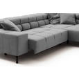 ECKSOFA inkl. Sitzvorzug in Cord Dunkelgrau  - Dunkelgrau/Schwarz, Design, Textil/Metall (321/216cm) - Hom`in