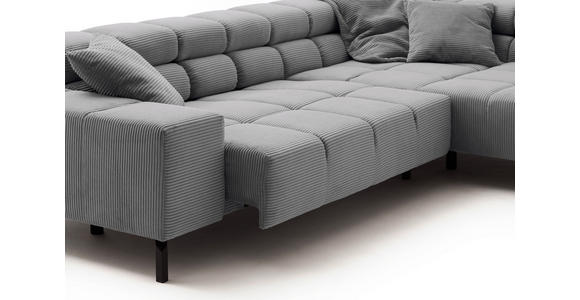 ECKSOFA inkl. Sitzvorzug in Cord Dunkelgrau  - Dunkelgrau/Schwarz, Design, Textil/Metall (321/216cm) - Hom`in