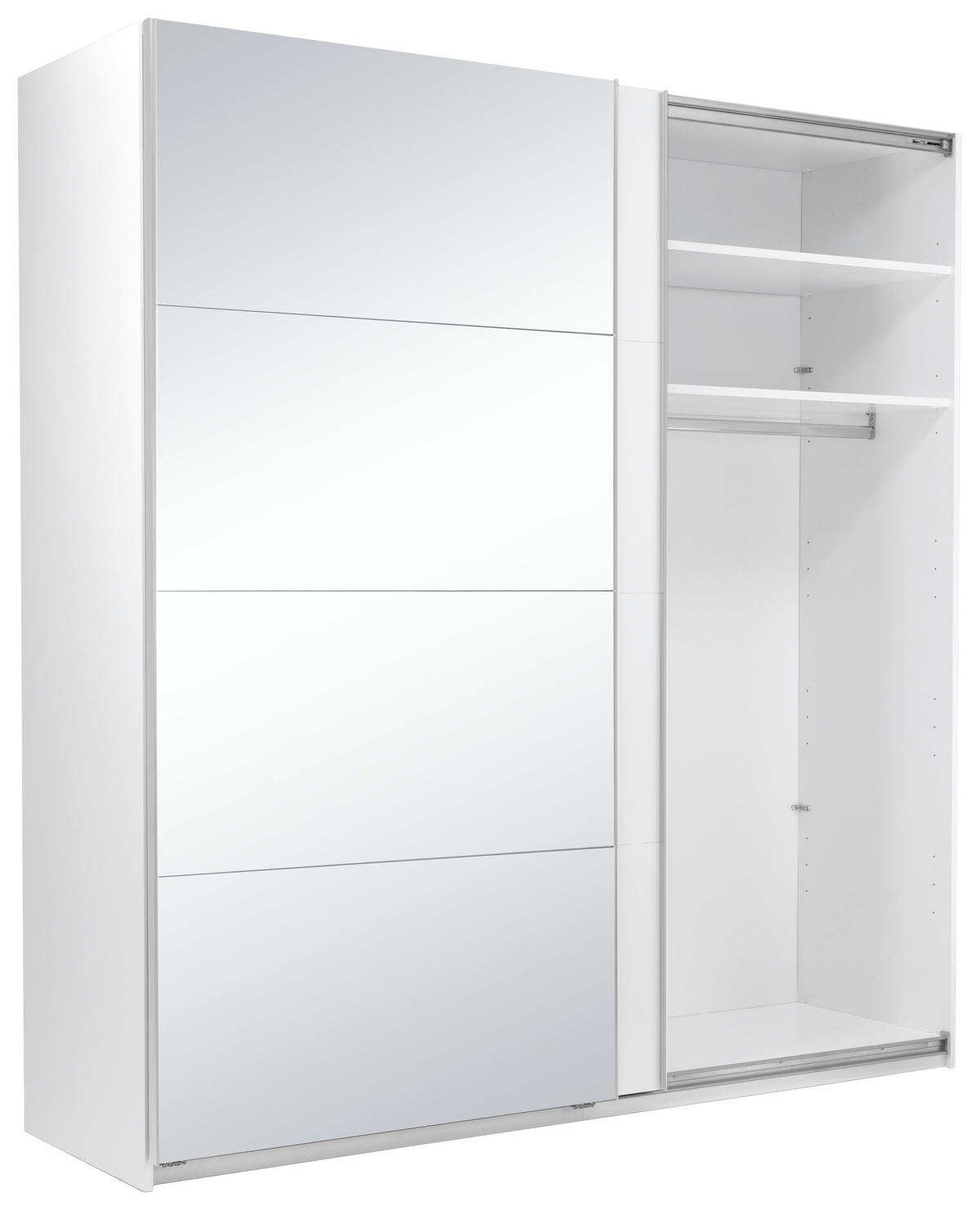 SCHIEBETÜRENSCHRANK 200/210/62 cm 2-türig Weiß  - Weiß Hochglanz/Alufarben, MODERN, Holzwerkstoff/Metall (200/210/62cm) - MID.YOU