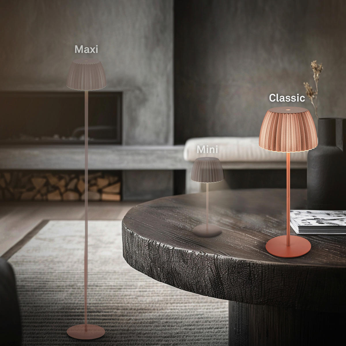 AKKU-TISCHLEUCHTE 14,5/36,5 cm  - Kupferfarben, Basics, Kunststoff/Metall (14,5/36,5cm)