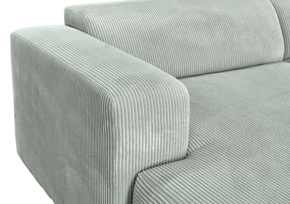 ECKSOFA BASMA in Cord Grau  175/298 cm  - Schwarz/Grau, Design, Kunststoff/Textil (175/298cm) - P & B