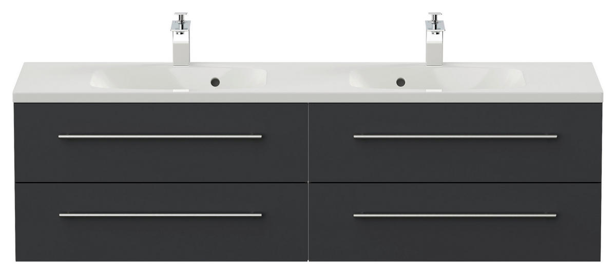 WASCHTISCHKOMBI 160 cm  - Graphitfarben/Weiß, Basics, Holzwerkstoff/Stein (160cm) - MID.YOU