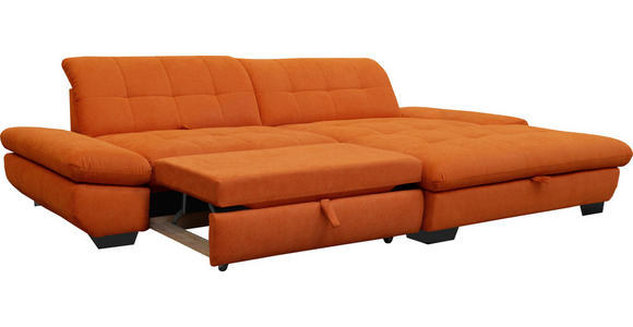 ECKSOFA  in Mikrofaser Orange  290/198 cm  - Schwarz/Orange, Design, Textil/Metall (290/198cm) - Xora