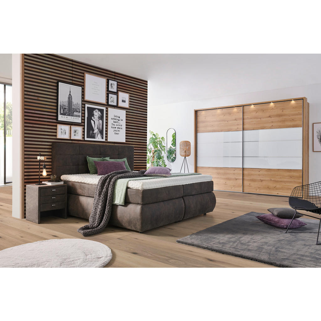 Thumbnail - Voleo Boxspringbett, Dunkelgrau, Textil, H3 + H4, Höhe ca. 20 cm, 160x200 cm, Über- und Sondergrößen erhältlich, Matratz...