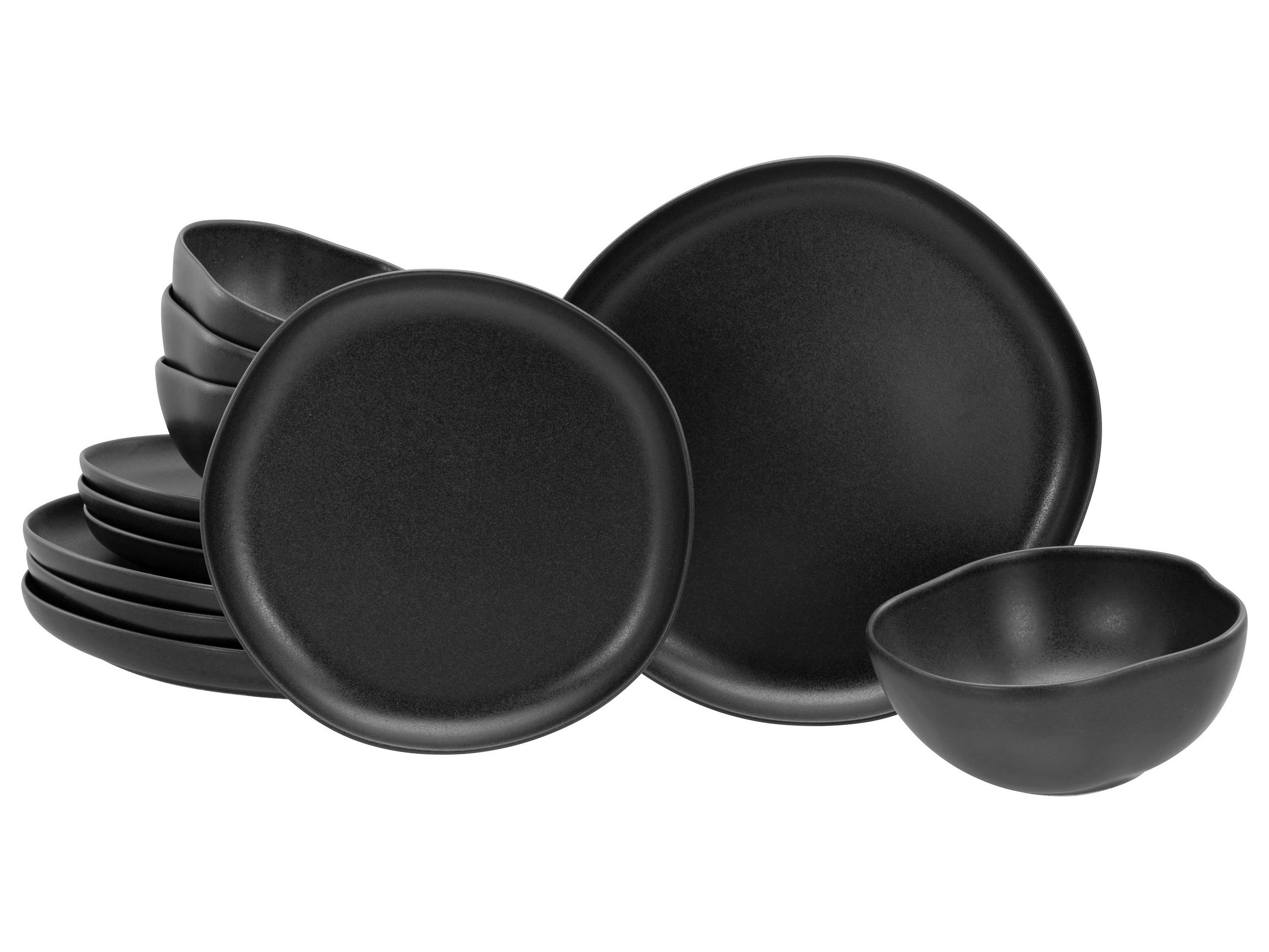 TAFELSERVICE Schwarz 12-teilig  - Schwarz, Basics, Keramik (42/39/36cm) - Creatable