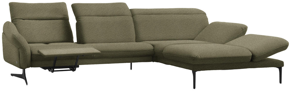 ECKSOFA in Webstoff Olivgrün  - Anthrazit/Olivgrün, Design, Textil/Metall (299/203cm) - Himolla