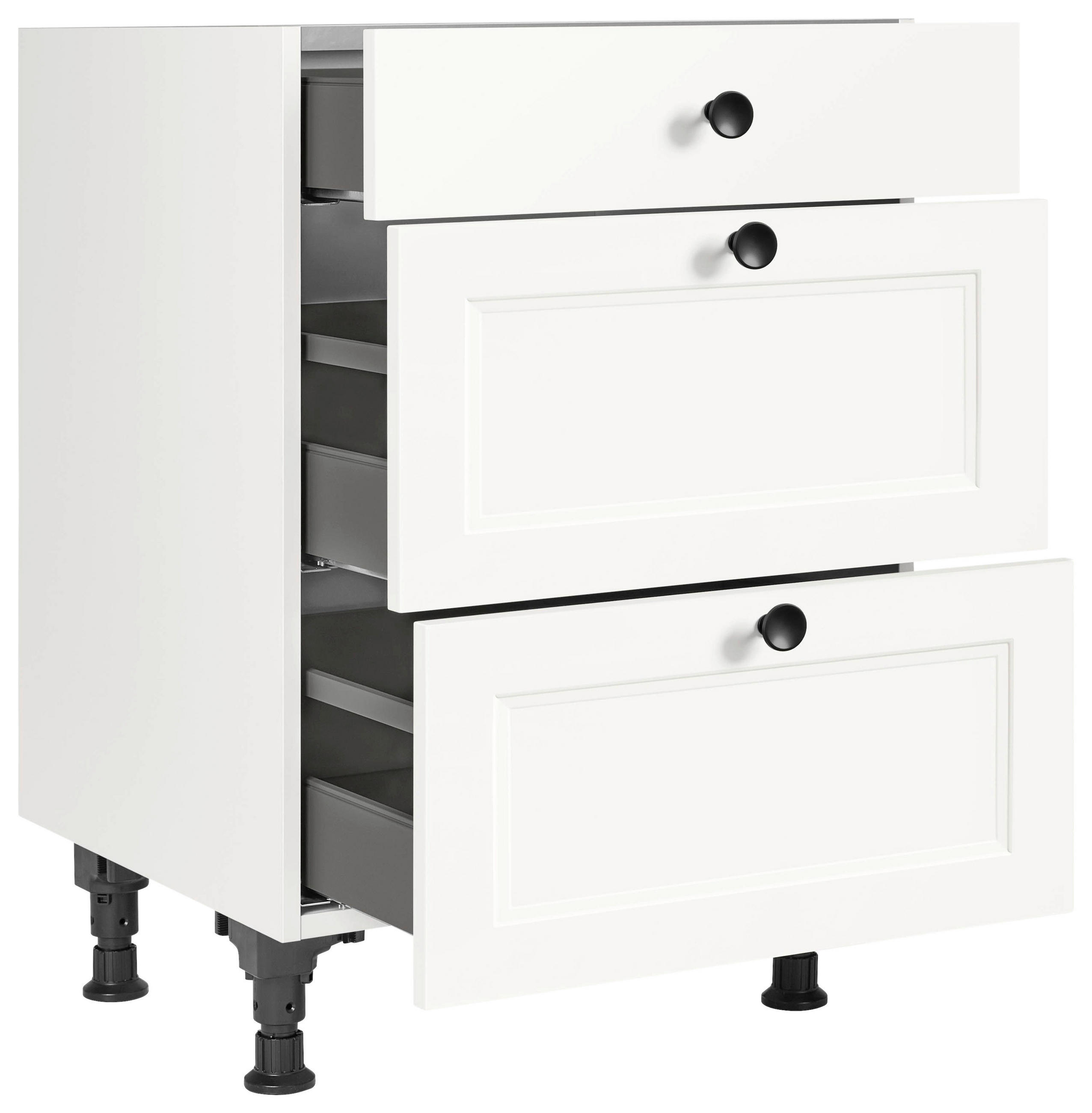 SCHUBKASTENUNTERSCHRANK 60/87/56 cm  in Weiß  - Schwarz/Weiß, MODERN, Holzwerkstoff/Metall (60/87/56cm) - Nobilia