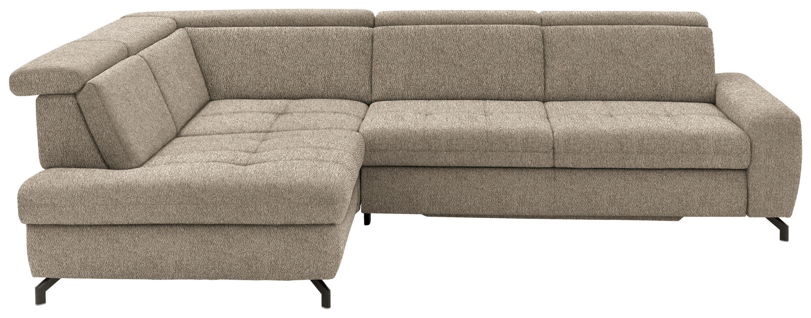 ECKSOFA in Chenille Hellbraun  - Hellbraun/Schwarz, Design, Textil/Metall (220/310cm) - Beldomo Style