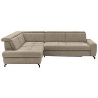 ECKSOFA in Chenille Hellbraun  - Hellbraun/Schwarz, Design, Textil/Metall (220/310cm) - Beldomo Style
