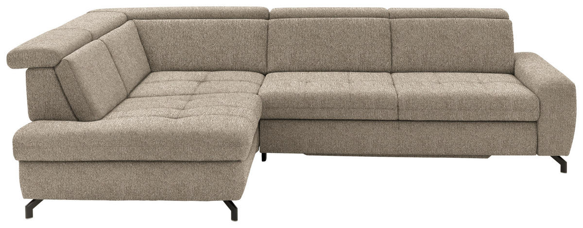 ECKSOFA in Chenille Hellbraun  - Hellbraun/Schwarz, Design, Textil/Metall (220/310cm) - Beldomo Style