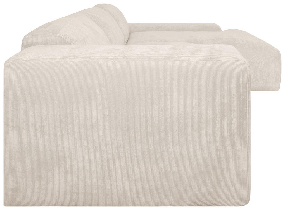 ECKSOFA HANNAH Creme Cord  - Creme/Schwarz, Design, Kunststoff/Textil (343/170cm) - MID.YOU