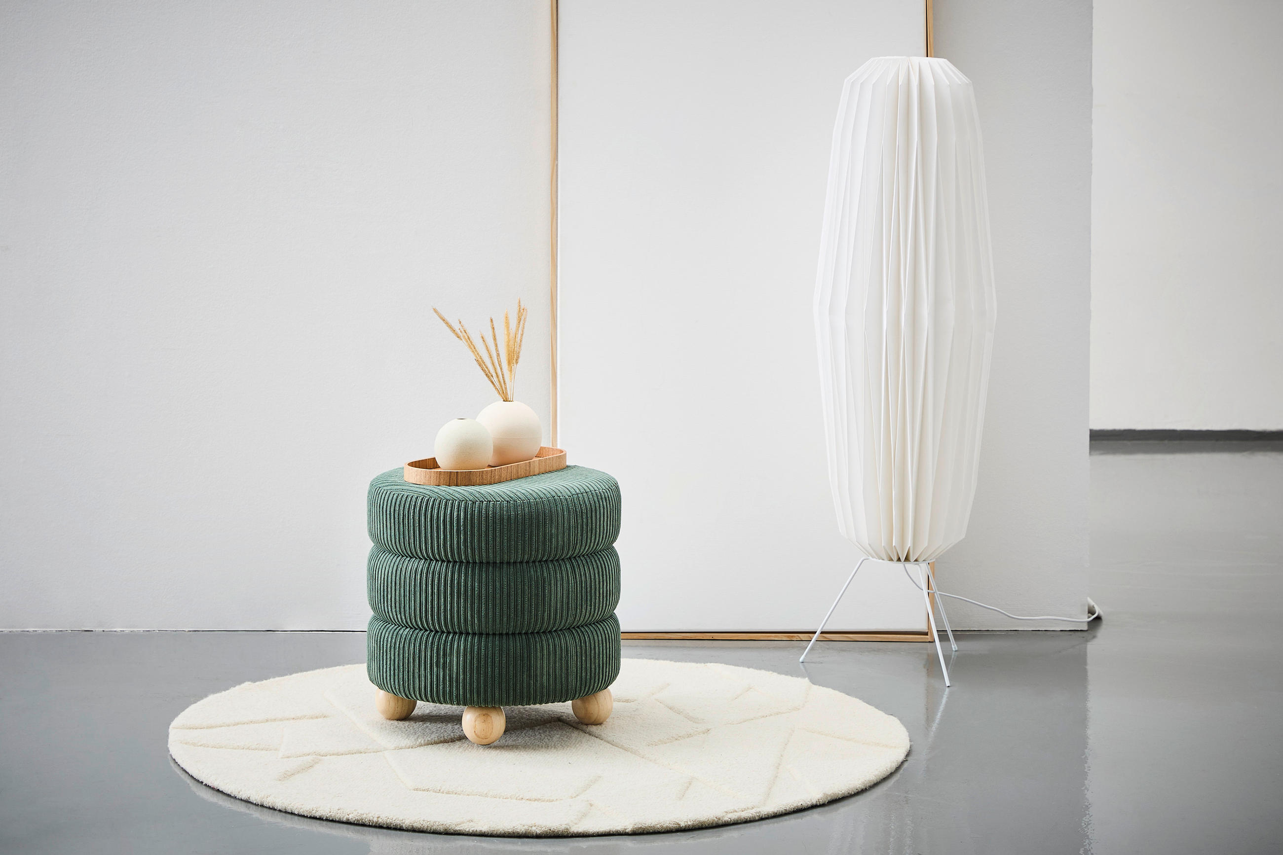 HOCKER Cord Kiefer Grün  - Naturfarben/Grün, LIFESTYLE, Holz/Textil (42/41/42cm) - Xora