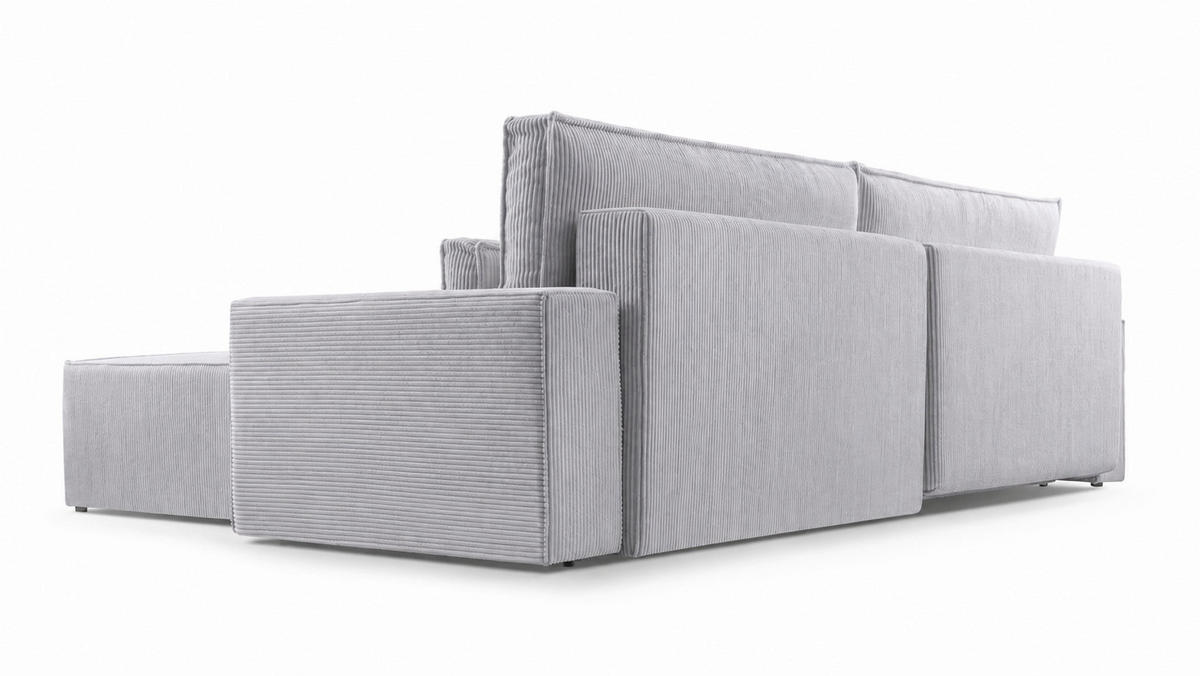 ECKSOFA BRAZIL L Hellgrau Rückenkissen, Schlaffunktion, Rücken echt, Stauraum  - Hellgrau/Schwarz, Design, Kunststoff/Textil (290/200cm) - MID.YOU