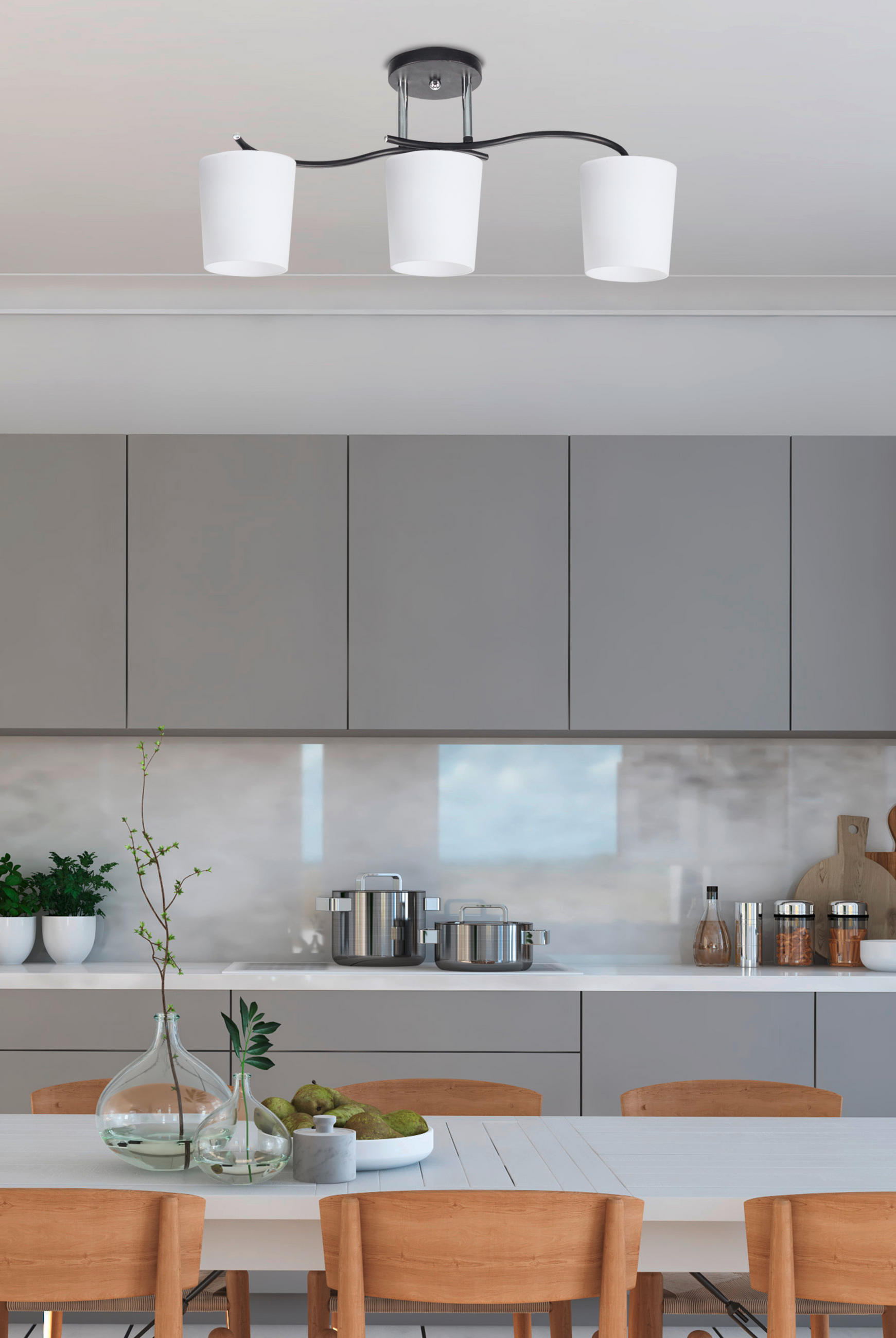 DECKENLEUCHTE    58/16/25 cm  - Chromfarben/Schwarz, KONVENTIONELL, Metall (58/16/25cm)