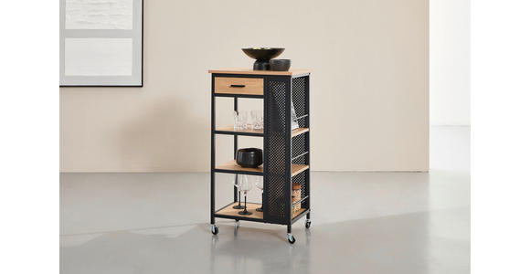 SERVIERWAGEN Naturfarben, Schwarz  - Schwarz/Naturfarben, Trend, Holzwerkstoff/Kunststoff (50/37/91cm) - Xora
