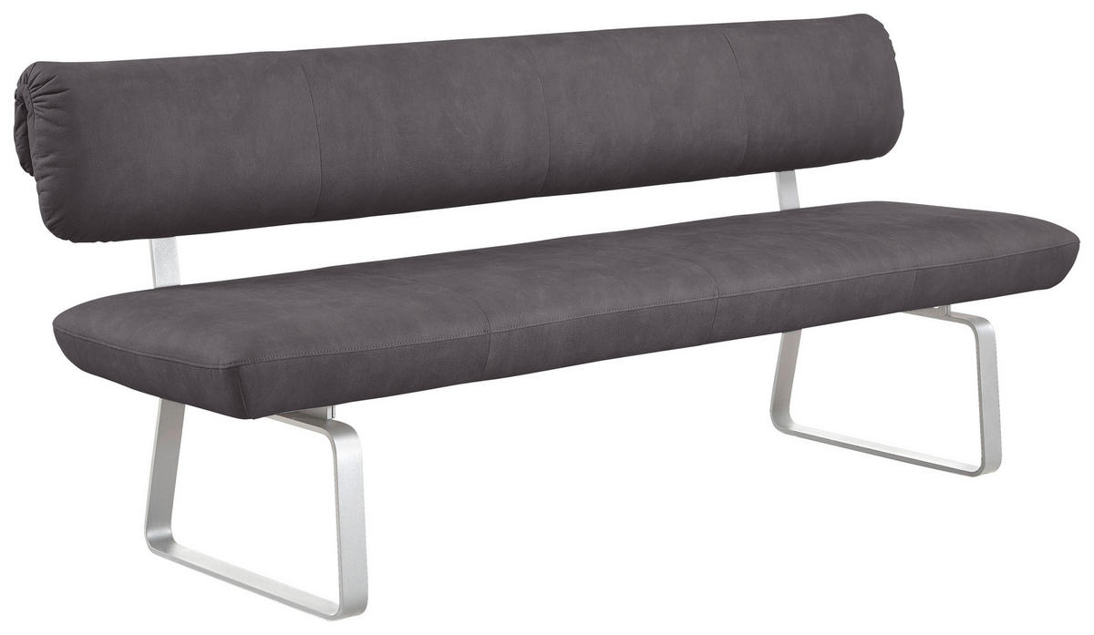 SITZBANK in Metall, Textil Anthrazit, Edelstahlfarben  - Edelstahlfarben/Anthrazit, Design, Textil/Metall (200/88/68cm) - Venjakob