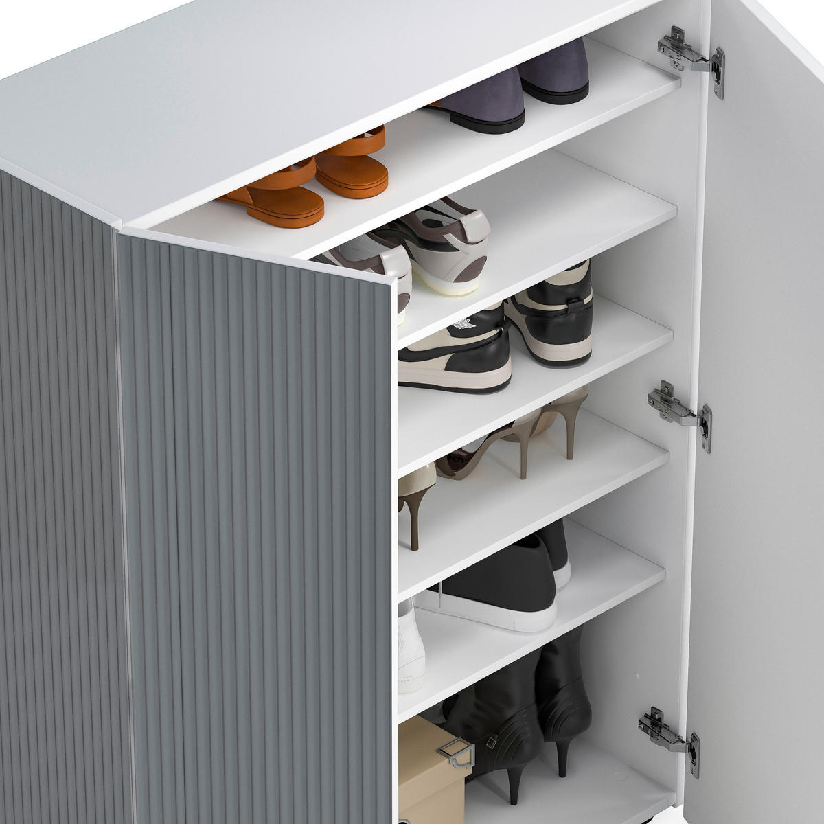 SCHUHSCHRANK  in 87/113/34 cm  - Schwarz/Weiß, Design, Glas/Holzwerkstoff (87/113/34cm) - Voleo