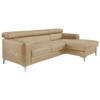 ECKSOFA in Echtleder Cappuccino  - Chromfarben/Cappuccino, Design, Leder/Metall (227/168cm) - Livetastic