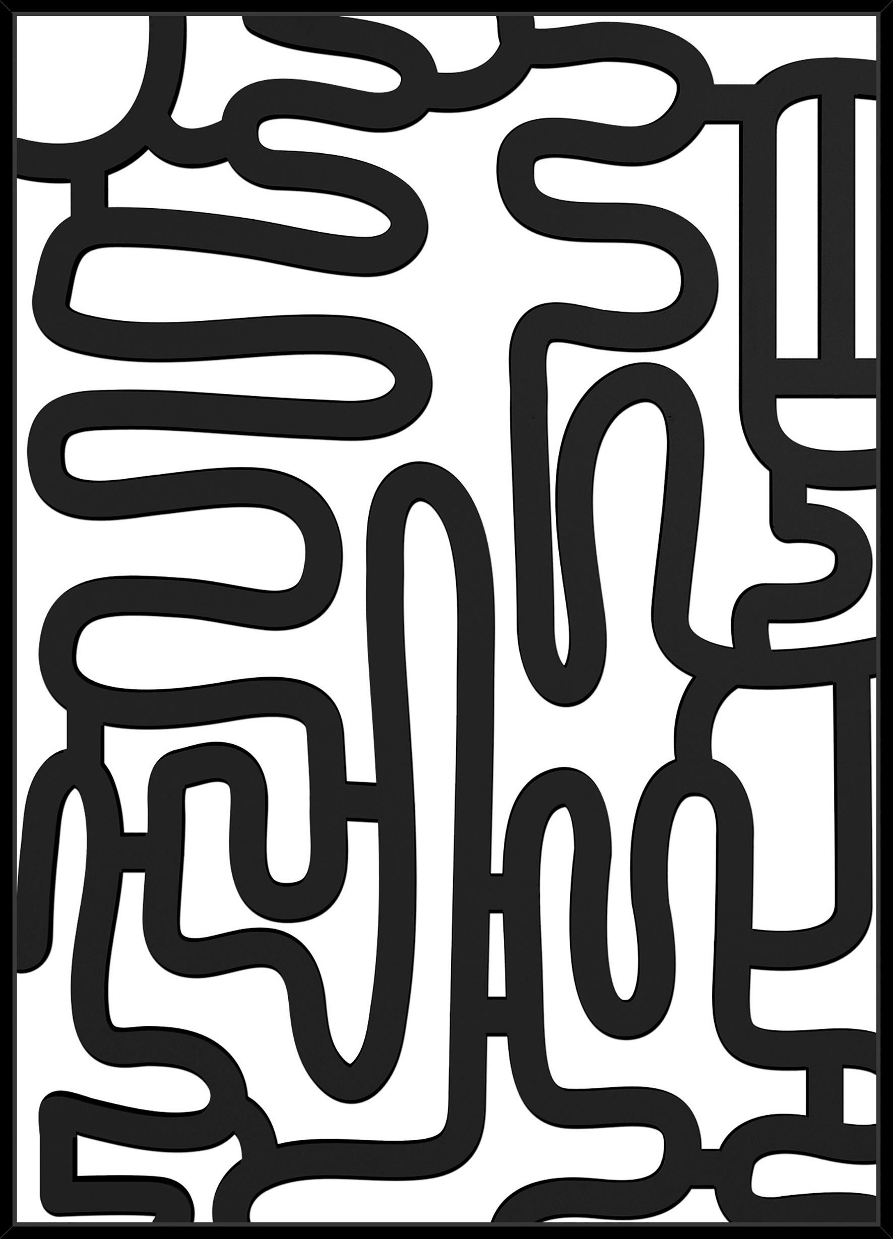 ORIGINALBILD Abstraktes 51,5/71,5 cm  - Schwarz/Weiß, Design, Holzwerkstoff (51,5/71,5cm) - Monee