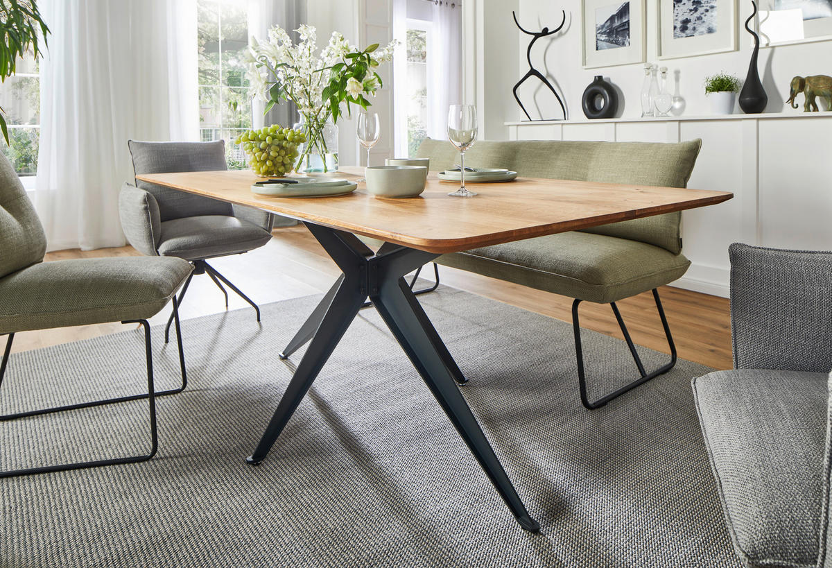 SITZBANK 180/90/70 cm Struktur Grün, Beige Metall  - Beige/Schwarz, Design, Textil/Metall (180/90/70cm) - Dieter Knoll