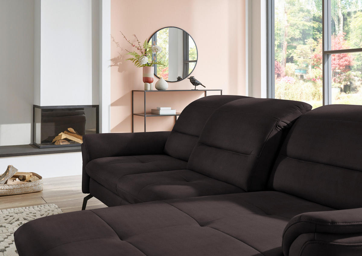 ECKSOFA in Flachgewebe Dunkelgrau  - Dunkelgrau/Schwarz, Konventionell, Textil/Metall (260/181cm) - Beldomo Speed