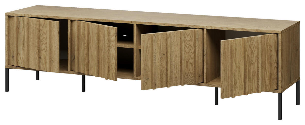 LOWBOARD  180/50/40 cm   - Eichefarben/Schwarz, Design, Holz/Metall (180/50/40cm) - MID.YOU