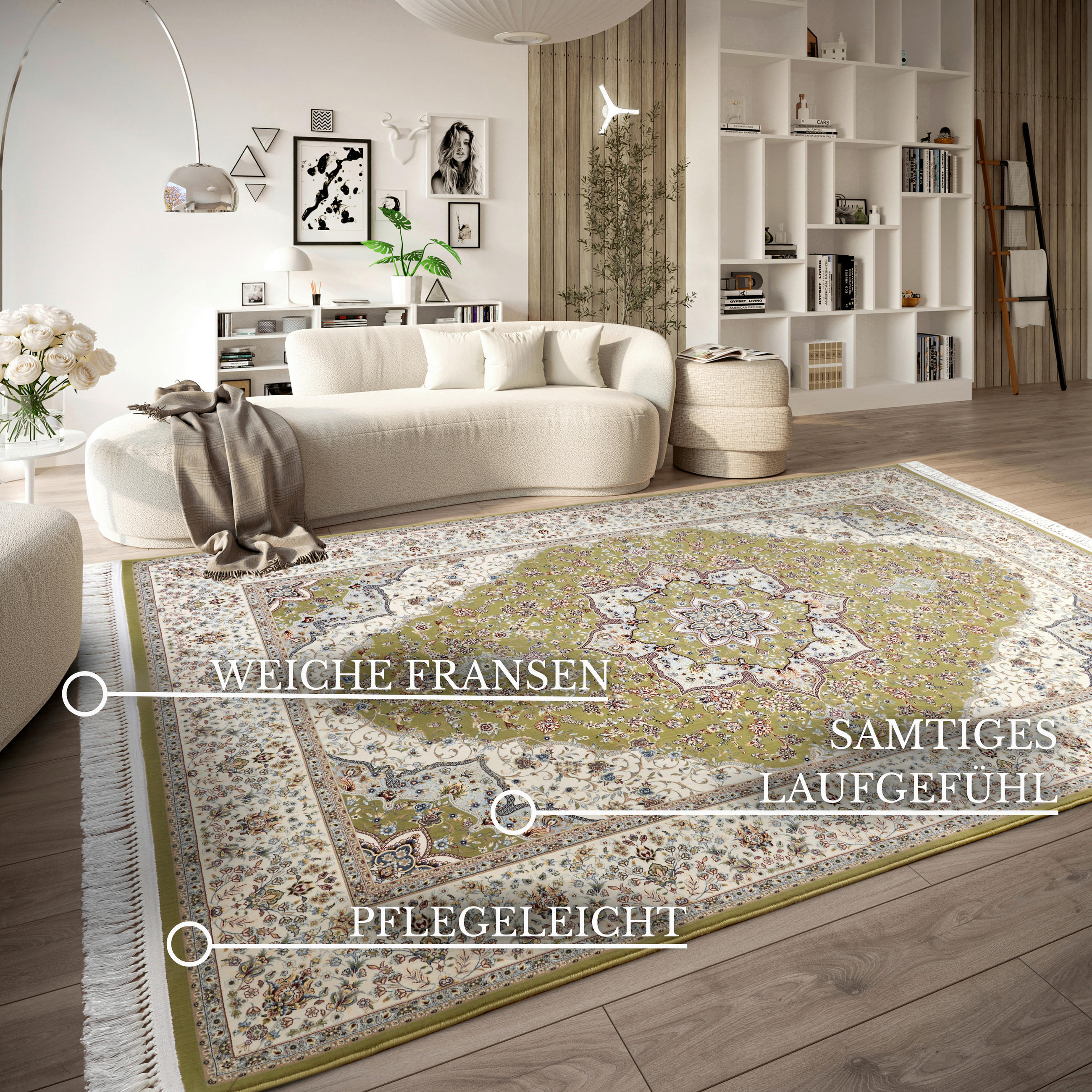 FLACHWEBETEPPICH 190/285 cm Kollektion 1870 Creme, Hellgrün  - Creme/Hellgrün, Design, Kunststoff/Textil (190/285cm) - Villeroy & Boch