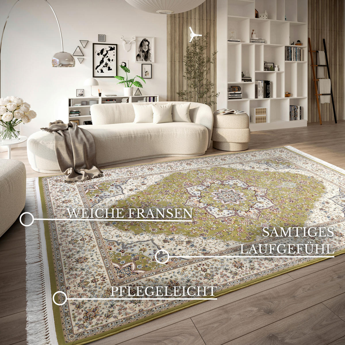 FLACHWEBETEPPICH 190/285 cm Kollektion 1870 Creme, Hellgrün  - Creme/Hellgrün, Design, Kunststoff/Textil (190/285cm) - Villeroy & Boch