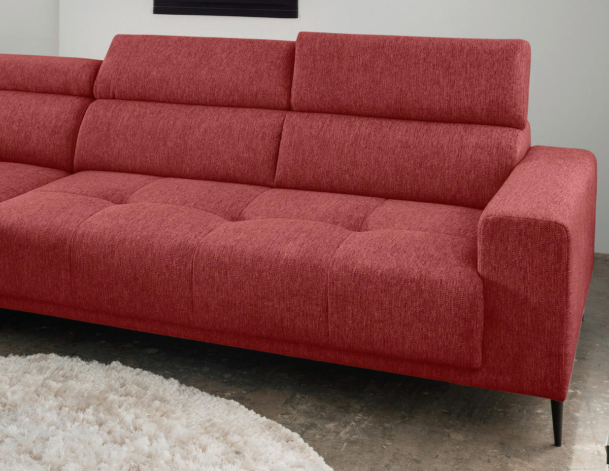 ECKSOFA Rot Chenille  - Rot/Schwarz, KONVENTIONELL, Textil/Metall (188/276cm) - Livetastic
