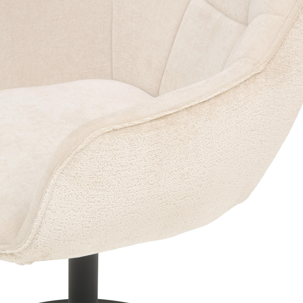 ARMLEHNSTUHL  in Eisen Chenille, Leinenoptik  - Beige/Schwarz, KONVENTIONELL, Textil/Metall (63/87/64cm) - MID.YOU