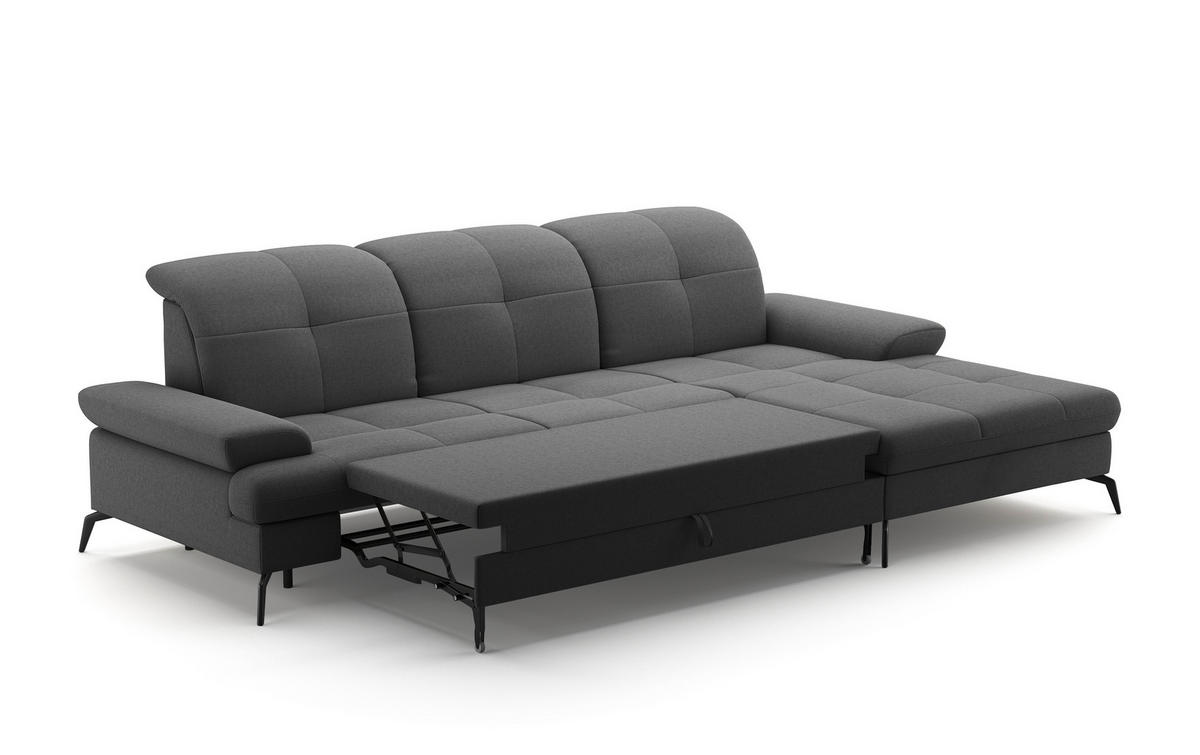 ECKSOFA in Flachgewebe Dunkelgrau  - Dunkelgrau/Schwarz, Konventionell, Textil/Metall (279/185cm) - Sit & More