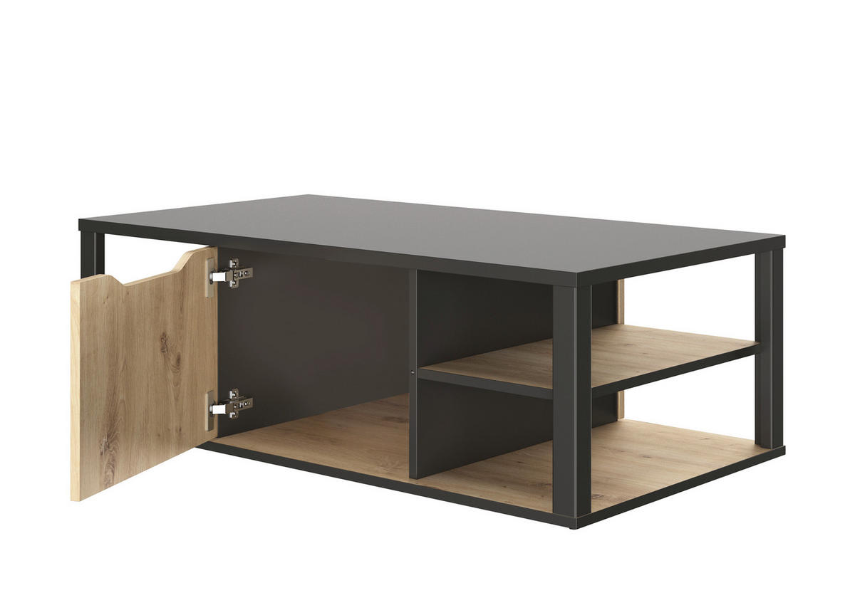 COUCHTISCH Couchtisch 110/60/38 cm Schwarz, Eichefarben  - Eichefarben/Schwarz, Design, Holzwerkstoff (110/60/38cm) - MID.YOU