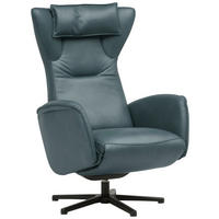 RELAXSESSEL Leder Graublau  - Graublau/Schwarz, Design, Leder/Metall (75/106/86cm) - Valdera