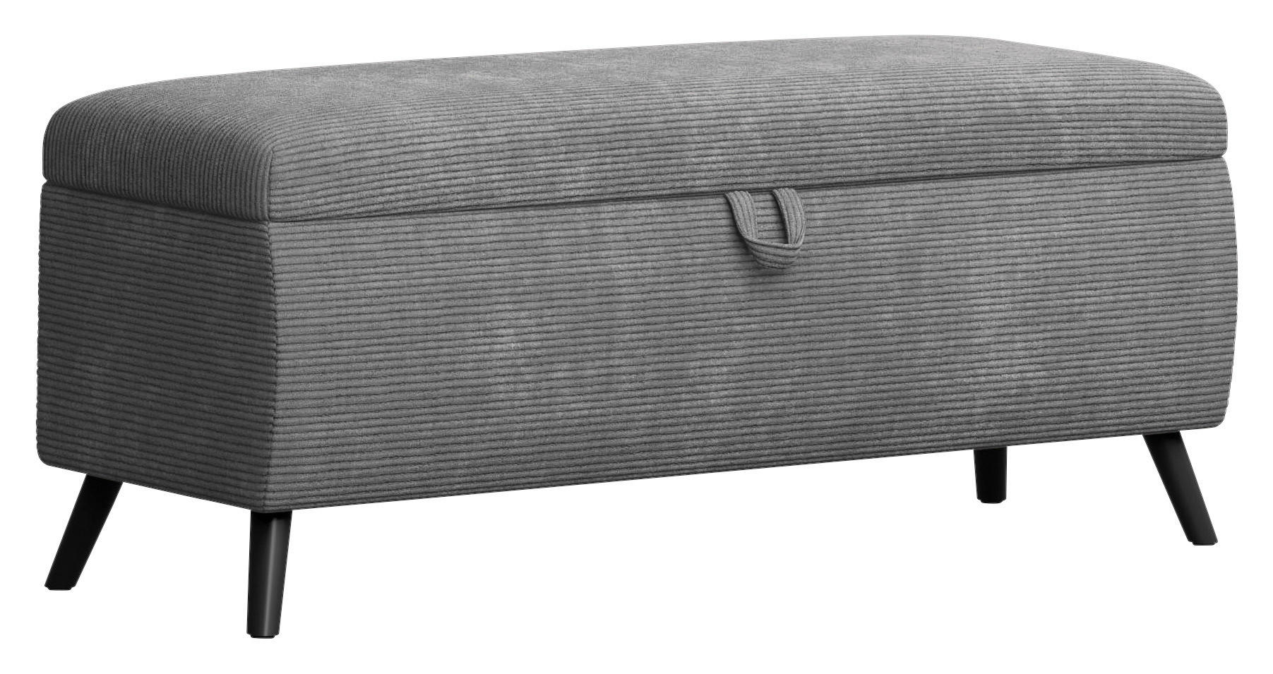 BETTBANK Cord Dunkelgrau  - Dunkelgrau/Schwarz, Trend, Holz/Textil (145/45/50cm) - Esposa