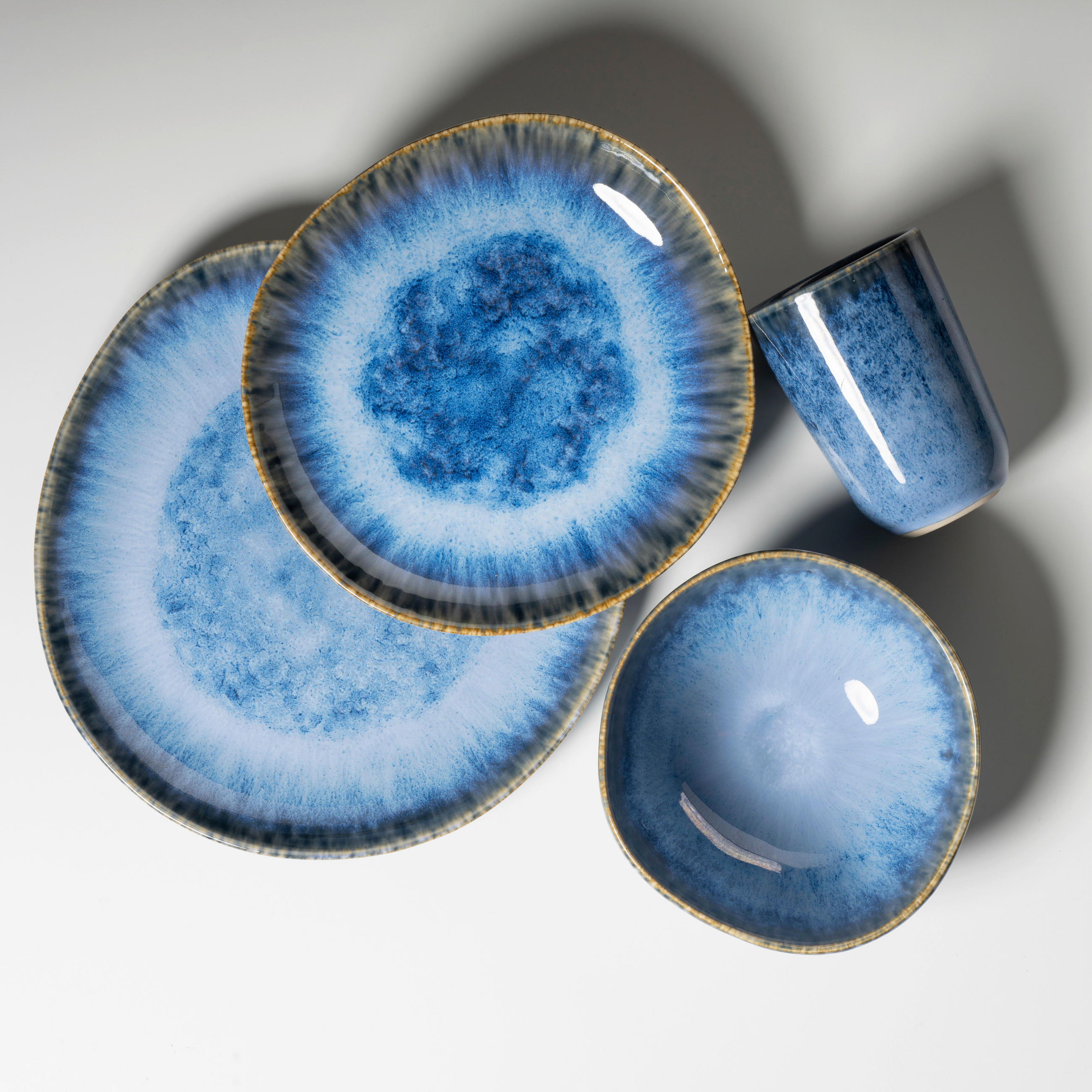 KOMBISERVICE Blau WILDE SCHLUCHT 16-teilig 4 Personen  - Blau, Basics, Keramik - Gipfelstück