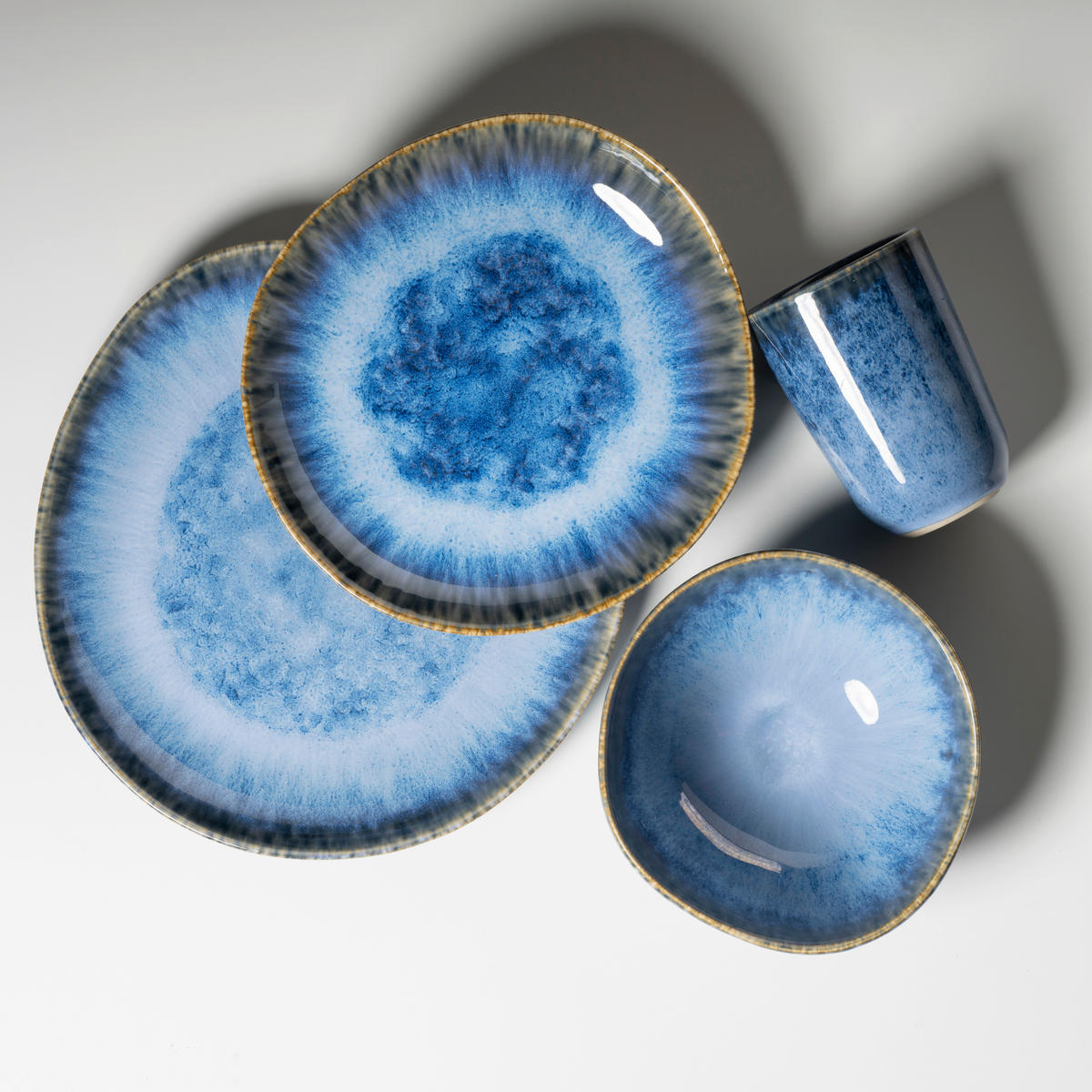 KOMBISERVICE Blau WILDE SCHLUCHT 16-teilig 4 Personen  - Blau, Basics, Keramik - Gipfelstück