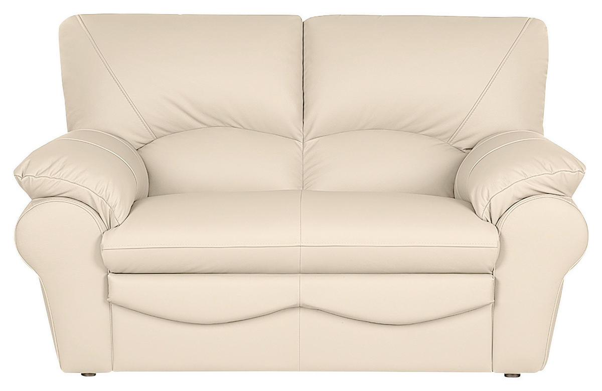 2-SITZER-SOFA Echtleder Beige  - Beige/Schwarz, Design, Leder/Kunststoff (150/92/85cm) - Livetastic