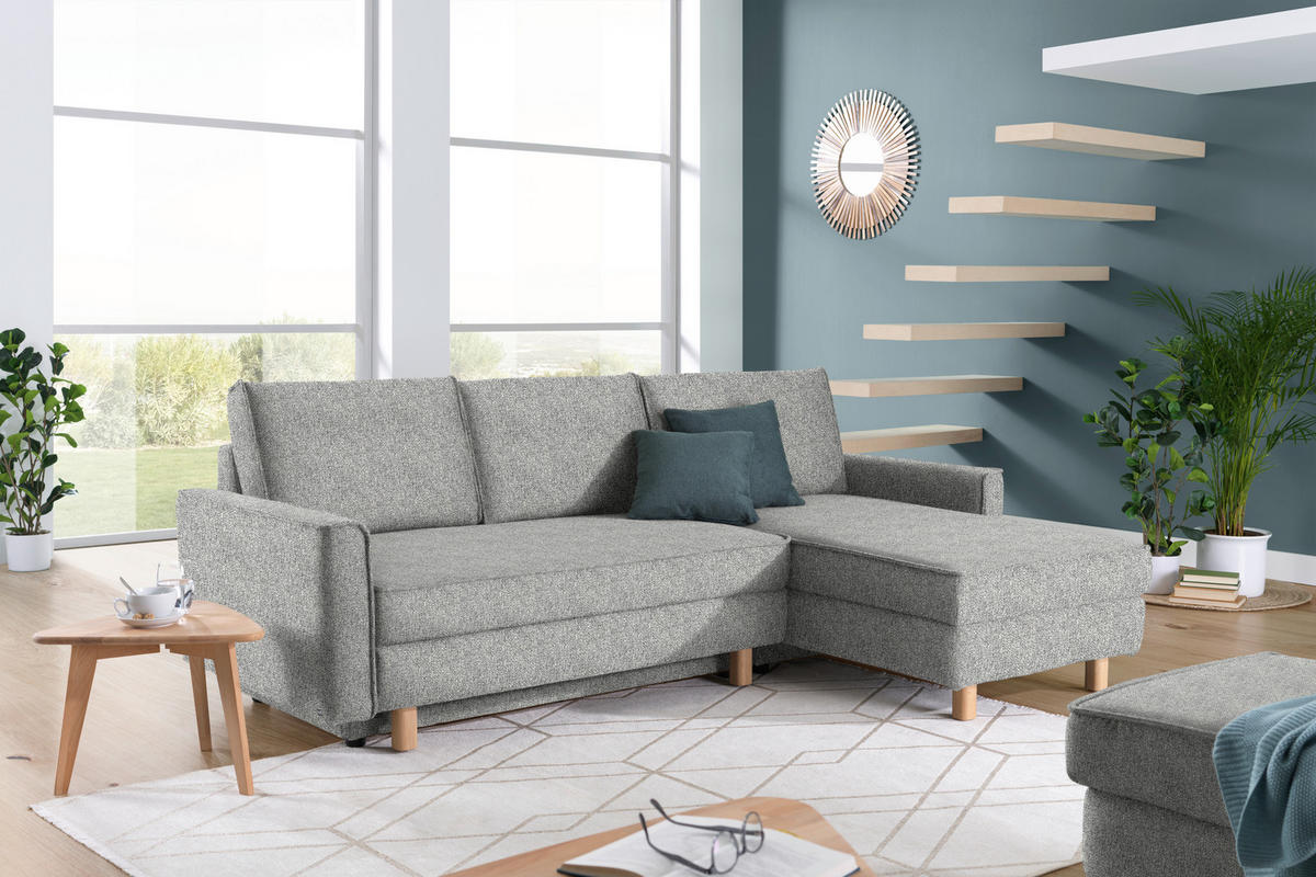 ECKSOFA  in Mikrovelours Naturfarben  237/170 cm  - Eichefarben/Naturfarben, KONVENTIONELL, Holz/Textil (237/170cm) - Sedda