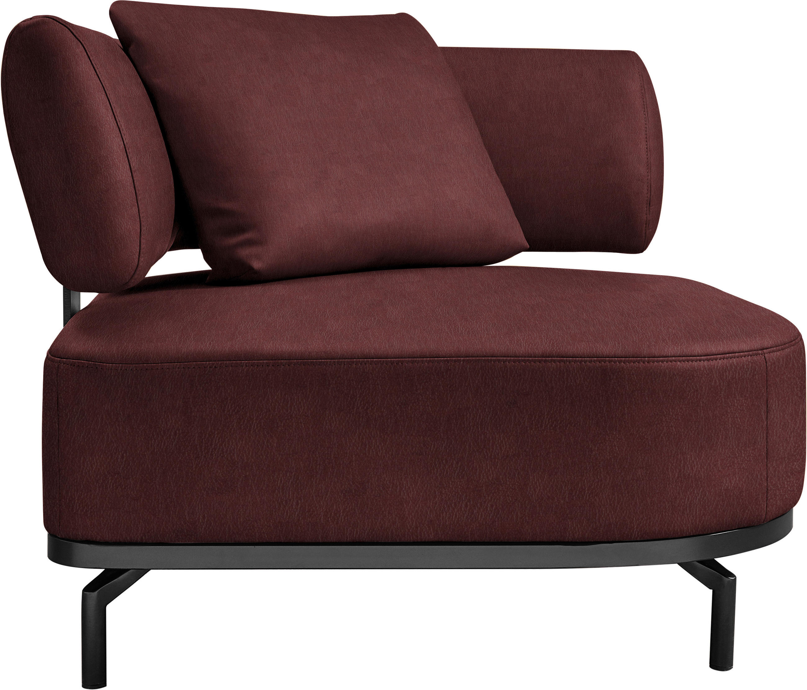 SESSEL in Echtleder Bordeaux  - Bordeaux/Schwarz, Design, Leder/Metall (98/85/98cm) - Dieter Knoll