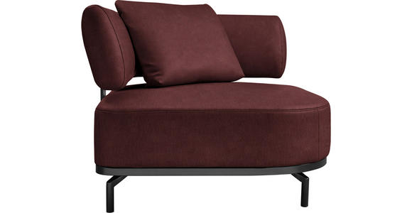 SESSEL Echtleder Bordeaux    - Bordeaux/Schwarz, Design, Leder/Metall (98/85/98cm) - Dieter Knoll