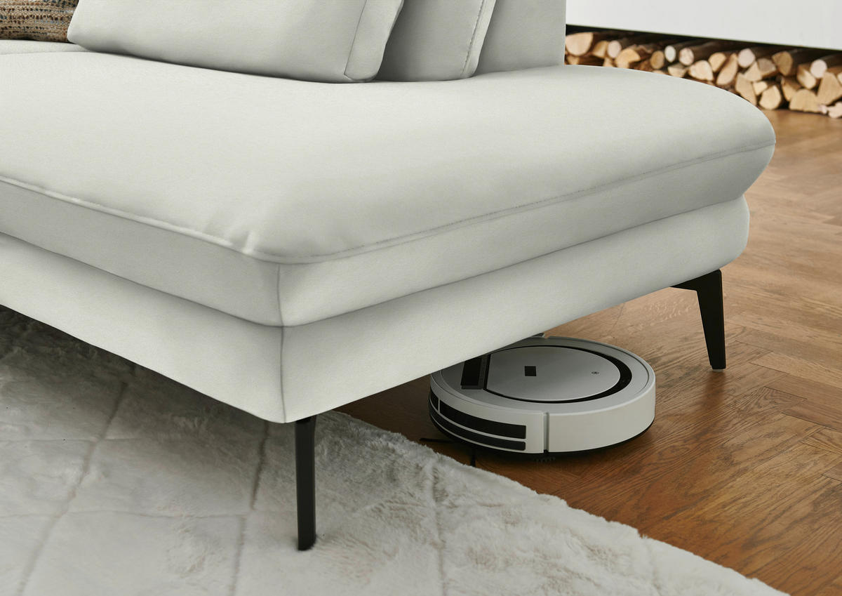 WOHNLANDSCHAFT  in Chenille, Flachgewebe Weiß  - Schwarz/Weiß, Design, Textil/Metall (180/344/208cm) - Dieter Knoll